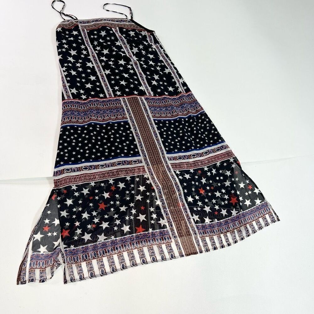 Avec Les Filles Dress Womens Small USA 4th of July Stars Sleeveless Slip Midi